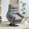 HOMCOM Power Lift Chair for Elderly, Electric Recliner Armchair with Massage and Heat, Type C and USB Ports, Fabric Riser and Reclining Chair with Side Pockets, Grey