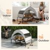 PawHut Elevated Dog Bed with Removable Canopy, Portable Cooling Raised Pet Cot with Breathable Mesh, Storage Bag, for Indoor Outdoor Use, for Large Dogs, 106 x 76 x 94 cm, Light Grey