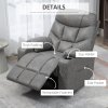 HOMCOM Recliner Armchair, Swivel PU Leather Manual Reclining Chair with Adjustable Leg Rest, Drink Holders, Side Pockets, Rocker Chair for Home Living Room, Light Grey