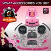 HOMCOM Kids Truck Engine Toy Set Toddler Educational Car Service Station w/ RC Car Key Steering Wheel Horn Light, Mechanic Gifts for Ages 3-5 Years - Pink