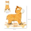 HOMCOM 2 In 1 Kids Todder Rocking Horse Plush Ride On Giraffe Rocker with Wheels Wooden Base Animal Sounds for 3-6 Years
