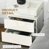 HOMCOM High Gloss Front Bedside Table, Nightstand with RGB LED Light and 2 Drawers, Chest of Drawers for Bedroom, Living Room, White