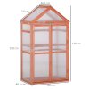 Outsunny Garden Cold Frame Polycarbonate Greenhouse with Adjustable Shelves, Double Doors, Openable Top Covers, Grow House for Flower Vegetable Plants, 80 x 47 x 138cm, Orange