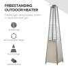 Outsunny 10.5KW Propane Patio Heater Freestanding Pyramid Gas Outdoor Tower Heater Warmer with Wheels, Rain Cover, Regulator and Hose - Silver