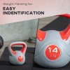 SPORTNOW Kettlebell, 14kg Kettle Bells with Handle for Home Gym Weight Lifting and Strength Training, Red and Grey