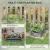 Outsunny Raised Garden Bed with Mini Greenhouse, Outdoor Metal Planter Box with Cover, for Herbs and Vegetables, Use for Patio, Garden, Balcony, Clear and Dark Grey