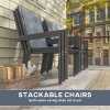 Outsunny 6 Seater Garden Dining Set with Stackable Armchairs, WPC Top Dining Table, Outdoor Table and Chairs, Garden Furniture Set, Light Grey