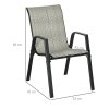 Outsunny Stackable Outdoor Chairs Set of 4, Rattan Garden Chairs with Armrests and Backrest for Deck, Mixed Grey