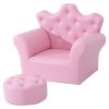 HOMCOM Kids Armchair Toddler Chair Sofa Set with Free Footstool Pink