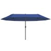 Outsunny 4.6m Large Garden Parasol Double-Sided Sun Umbrella Patio Market Canopy Shade Outdoor Blue - NO BASE