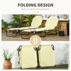 Outsunny Folding Sun Loungers Set of 2, Outdoor Day Bed with 5-Position Adjustable Backrest, Portable Recliner Garden Chairs with Breathable Mesh for Beach, Patio, Beige