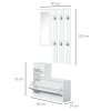 HOMCOM 2PC Shoes Storage Chest Cloths Rack Unit w/Mirror Multiple Shelves Large Storage Capacity Shoes Cabinet 6 Hooks Cloth Rack