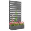 Outsunny Garden Planter with Trellis for Climbing Plants, Vines, Flowers, Freestanding Raised Bed for Garden, Outdoor, Patio, Planter Box with Drainage Gap, Dark Grey