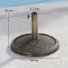 Outsunny 12kg Resin Garden Parasol Base, Round Umbrella Base, Heavy Duty Sun Umbrella Base for 32, 38, 48 mm Umbrella Poles for Deck Poolside, Bronze Tone