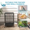 PawHut Bird Cage, Budgie Cage, Parrot Cage, with Rolling Stand, Stainless Steel Bowls, Swings, Removable Tray for Small Parrot, Budgie, Lovebird - Grey