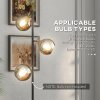 HOMCOM 3-Light Floor Lamp for Living Room with Glass Global Lampshade, Modern Standing Lamp for Bedroom, Bulb not Included, Grey