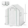 Outsunny Walk-in Greenhouse with 3 Tier 8 Shelves, Small Greenhouse with Reinforced PE Cover, Garden Plant Growhouse with Roll-up Door and Three Mesh Windows, 140 x 143 x 190 cm, White