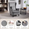 HOMCOM Modern Accent Chair, Upholstered Wingback Armchair with High Backrest and Pillow, Velvet-Feel Fabric Reading Chair with Solid Wood Legs for Living Room, Bedroom, Home Office, Dark Grey