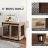 PawHut Dog Crate Furniture, Dog Cage End Table with Sliding Door, Pet Kennel for Large Breeds, 98 x 60 x 78cm, Walnut Brown