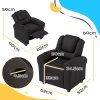 HOMCOM Kids Recliner, PU Leather Kids Armchair, Child Chair, Toddler Armchair with Adjustable Backrest, Footrest, Padded Headrest, Cup Holder, Black