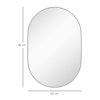 HOMCOM Oval Bathroom Mirror, Modern Wall-mounted Vanity Mirror with Wide Aluminium Frame, Tempered Glass for Living Room, Entryways, Horizontal or Vertical Hanging, 60 x 90cm, Silver