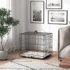 PawHut Dog Crate, Folding Metal Dog Cage with Two Doors, Tray, Soft Cushion, for Extra Small Dogs, 60 x 40 x 50 cm, Black