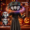 HOMCOM 180cm Life Size Animated Witch Halloween Decorations Outdoor Indoor, Scary Halloween Animatronics Decor with Sound Touch Activated, Animated Prop with Light Up Eyes for House Garden