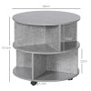 HOMCOM Round Coffee Table, Movable Centre Table with Divided Shelves and Rolling Wheels, 3 Tier Living Room Table