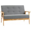 HOMCOM 2 Seater Sofa Modern Linen Fabric Upholstery Tufted Couch with Rubberwood Legs for Living Room and Kitchen