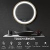 kleankin Round Bathroom LED Mirror, Dimmable Lighted Wall-Mounted Mirror with 3 Temperature Colours, Time Display, Memory Function, Hardwired, Gold