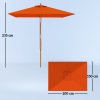 Outsunny 2m x 1.5m Garden Parasol Umbrella with Tilting Sunshade Canopy, Outdoor Market Table Umbrella with Wood and Bamboo Frame, Orange