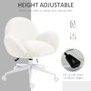 HOMCOM Fluffy Leisure Chair Office Chair with Backrest and Armrest for Home Bedroom Living Room with Wheels