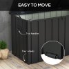 Outsunny 450 Litre Garden Storage Box, Outdoor Storage Box with Wheels and Handles, Lockable Galvanised Steel Outside Deck Box Organiser for Tools, Cushions, Dark Grey