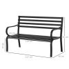 Outsunny 2 Seater Metal Garden Park Bench Porch Chair Furniture Patio Outdoor Park Loveseat Seat Black