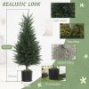 HOMCOM Set of 2 Decorative Artificial Plant, 90 cm Cypress Tree with 362 Leaves in Pot, UV-Resistant Plastic Fake Tree for Indoor Outdoor Home Office