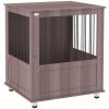 PawHut Dog Crate Furniture End Table, Pet Kennel for Small Dogs with Magnetic Door Indoor Animal Cage, Grey, 60 x 55 x 70 cm, Purple
