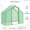 Outsunny Walk In Tomato Greenhouse Garden Outdoor Mini Greenhouse Flower Planter Steel Frame with Zipped Door & Window, PE Cover, 180 x 100 x 168CM, Green