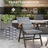 Outsunny 2 Pieces Outdoor Folding Dining Chair, PE Rattan Chair with Armrests, High Backrest, for Garden, Camping, Balcony, Porch, Light Grey