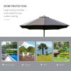 Outsunny 4.4m Double-Sided Sun Umbrella Garden Parasol Patio Sun Shade Outdoor with LED Solar Light, NO BASE INCLUDED, Dark Grey