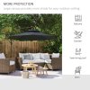 Outsunny 2.7m Garden Banana Parasol Cantilever Umbrella with Crank Handle, Double Tier Canopy and Cross Base for Outdoor, Hanging Sun Shade, Black