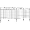 Outsunny Decorative Garden Fencing, 4PCs Outdoor Picket Fence Panels, 43in x 11.5ft Rustproof Metal Wire Landscape Flower Bed Border Edging Animal Barrier, Black