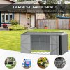 Outsunny 14 x 8ft Outdoor Garden Metal Storage Shed with Lockable Door, Tool Storage Box with Sloped Roof, 4 Windows and Floor Foundation for Backyard, Patio and Lawn - Grey