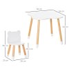 HOMCOM Kids Table and Chair Set, 3-Piece Childrens Table and Chair Set with 2 Bear-Shaped Chairs, for Playroom, Nursery, Living Room, White