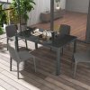 Outsunny Outdoor Dining Table for 6 People, 150 x 88 cm Rectangular Garden Table with Aluminium Frame, Tempered Glass Top and Height-Adjustable Feet for Balcony, Porch, Terrace, Grey