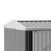 Outsunny 14 x 8ft Outdoor Garden Metal Storage Shed with Lockable Door, Tool Storage Box with Sloped Roof, 4 Windows and Floor Foundation for Backyard, Patio and Lawn - Grey