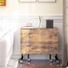 HOMCOM Mobile Drop Leaf Table, Folding Dining Table with 6 Wheels & Brakes, Kitchen Table for Small Spaces, Rustic Brown