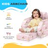 AIYAPLAY Kids Armchair, 2 in 1 Foldable Toddler Chair, Soft Snuggle Sponge Filled Recliner, for Bedroom Playroom Living Room, for Boys & Girls 18 Months to 3 Years - Pink