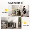 PawHut Dog Crate Furniture, Dog Cage with Soft Washable Cushion, Furniture-Style Pet Kennel Indoor House End Side Table for Small Medium Breeds, 80 x 56 x 63 cm, Grey