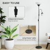 HOMCOM LED Floor Lamp for Living Room, 180cm Tall Standing Lamp, Mother and Child Uplighter with Adjustable Gooseneck, Black