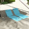 Outsunny Set of 2 Foldable Garden Beach Chair Mat Lightweight Outdoor Sun Lounger Seats Adjustable Back Metal Frame PE Fabric Head Pillow w/ Carry Bag, Light Blue